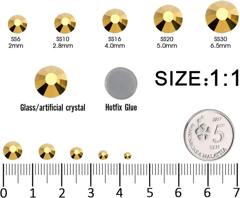 MEIBITE SS20 Gold Hotfix Rhinestones Crystal Glass Bulk for Fabric Clothes Shirts Shoes Decoration Flat Back Round(4.8MM 1440Pcs) - Image 2